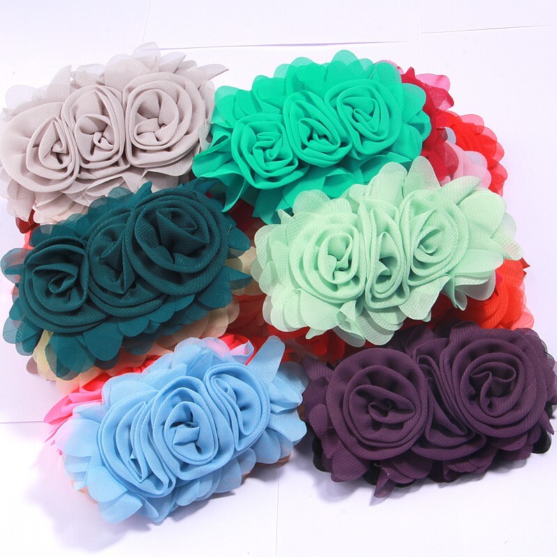 7*12cm Chiffon Fabric Flowers Handmade Rose Silk Flower For DIY Hair Accessories