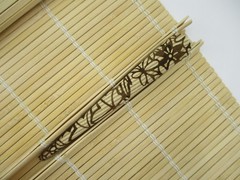 Brown Katazome Kimono Hair Clip 130mm Long Metal Upcycled Silk Hair Stick