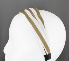 Brown White fabric headband 1 5/8″ wide hair band accessory scrunched fabric