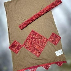 ANTIPAST Lace Motif Stole in Skin Tone Orange & Rose, 156×35 cm