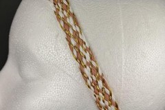 Pink White Gold headband braided woven stretch elastic braid headband