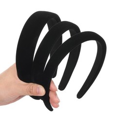 HekouJiub 3 Pack Black Velvet Headband Hair Band 1 Count (Pack of 3),