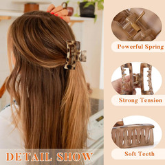 6 Pcs Rectangle Tortoise Shell Claw Clip – 3.35 Inch Medium Hair Clips for Women