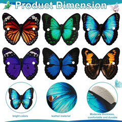 Jutom 6 Pcs Colorful Hair Barrettes with Butterfly Faux Leather Clips, Wood