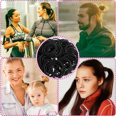 200 Pcs Black Elastics Hair Ties Small Bulk Hair Ties Hair Bands (4Mm)