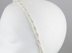 White faux pearl twist thin skinny headband hair band accessory plastic beads