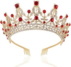 Gold Tiaras and Crowns for Women Birthday Headband for Girls Red Crystal Quee…