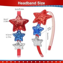 4th of July Star Headband Independence Day Glitter Hair Bands with Blue Red