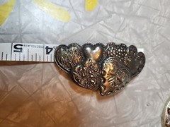 Vintage Barrette Hair Clip Hearts Concho Style Embossed Made in Korea
