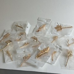 16 Gold Feather Leaf Flower Metal Hair Clips Bobby Pins New Free Shipping