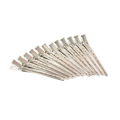 12 Pcs 3.54 Inches Duck Bill Clips Round-Head Clip Silver hair Clip with 7 Holes