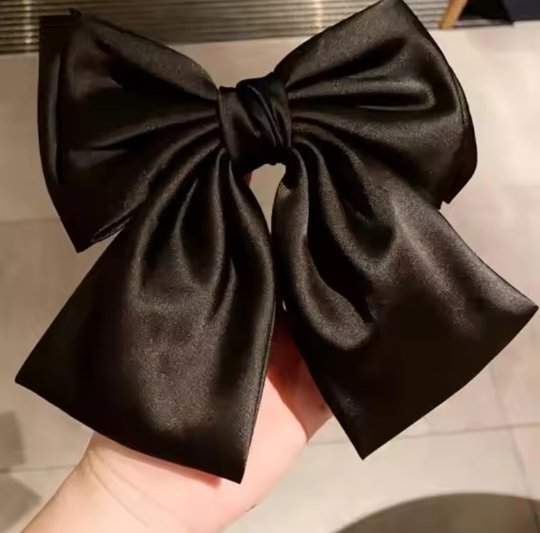 legant Bow Ribbon Hair Clip Fashion Simple Solid Satin Spring Clip Hair Pin