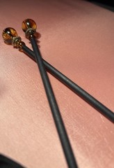 Vintage Hair Sticks 6.5” Tortoise Shell Colors Black Stick Brass