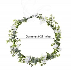 Vividsun Bridal Green Leaf Crown Bohemian 1 Count (Pack of 1), white flower