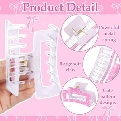 Yuxung 8 Pcs Bow Cherry Hair Claw Clips for 1 Count (Pack of 8), main pink