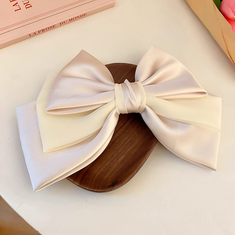 Sweet Pink Bow Hairpins Solid Color Big Bowknot Hair Clips Women Girls Soft