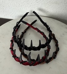 3Pcs High Cranium Beaded Hairbands Elegant Black, Brown & Red Beauty Hair Lift
