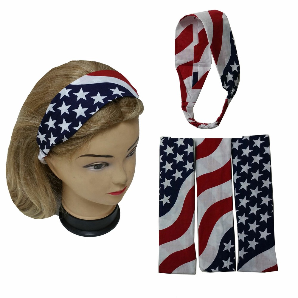 4 PCS USA Flag Hairband American Flag Headband Star Stripes