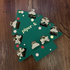 Piper K 8 Bows Moons Mini Hair Claw Clips Gold Metal Pearls Rhinestones NWT