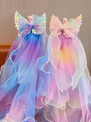 Butterfly Bow Multicolor Organza Barrette Beaded Ombre Fairy Hair Elsa Clip