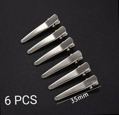 6pcs 35mm Clips Single Prong Alligator Hairpin With Teeth Blank Hairclip Hair
