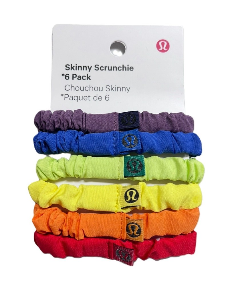 Lululemon Skinny Scrunchies 6 Pack Multicolor- One Size Hair Ties- New With Tags