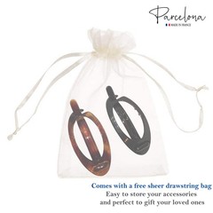 Parcelona French Plain Oval Small Celluloid Set of 2 Metal Free Hair Barrettes