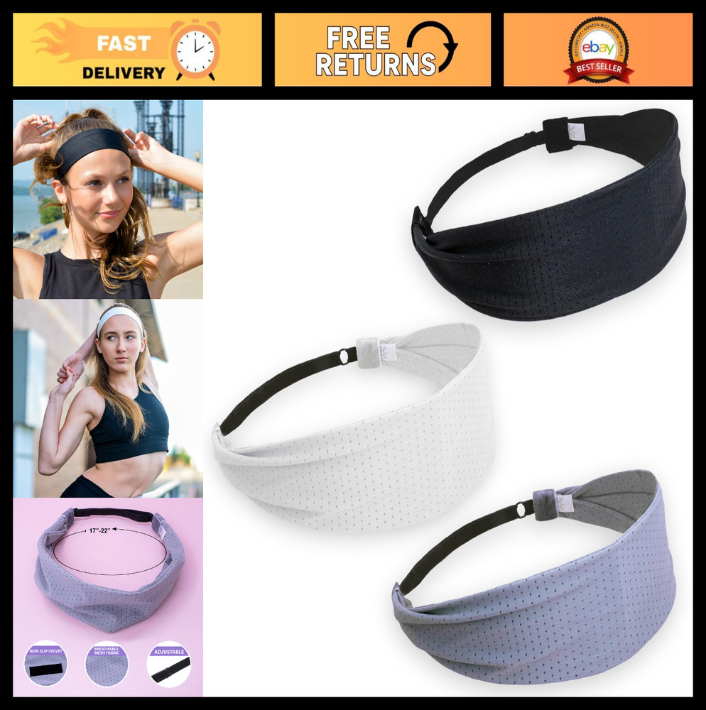 Adjustable Non-Slip Athletic Headbands for Girls & Women – Stretch Elastic Worko