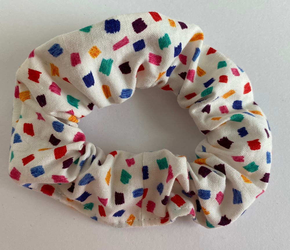 80s Geometric Rectangles Hair Scrunchie Ponytail Holder Handmade