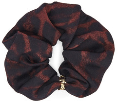 NWT Saint Laurent YSL Cassandre Logo Leopard Silk Cashmere Scrunchie Hair Tie