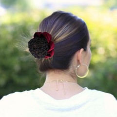 5 Pack Large Ballet Hair Bun Covers with Flower Ponytail Elastic Knit Mesh Snood