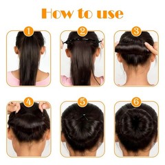 6 Count Bun Maker Hair Holders – Plastic Black 21.5 x 3.8cm/ 8.5inch x 1.5inc