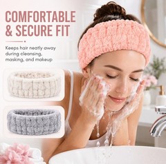 3-Pack Spa Headband – Women Microfiber Facial Makeup Headband, Elastic Hairbands