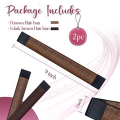 2 Pack Women’s Hair Bun Maker French Twist Hair Fold Wrap Snap Brown Sturdy