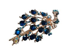 Crystal Metal HairStick /HairClipper w Peacock (2 Options Pink or Blue)