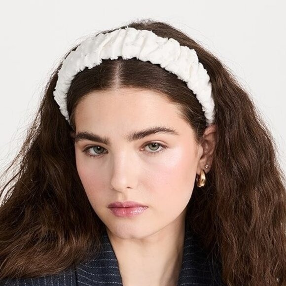 Lele Sadoughi Distressed Denim Kelly Headband Chalk White Hair Accessory