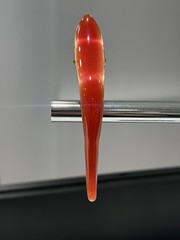 FICCARE Maxima Hair Clip Shiny Luminous Red Coral On Gold- SMALL 3.5 Inch