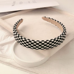Checkered Headband. Plaid Hair Accessories for Women. Black and White Check Head