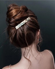 2PCS French Design Hair Barrette Tortoise Shell Celluloid Rectangle Hair Clips