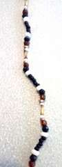 NEW NOS Handmade Hanging BLACK WHITE GLASS BEADS Fashion Metal ROACH HAIR CLIP