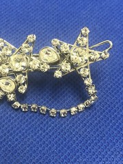 AMAZING SWAROVSKI SIGNED SILVER TONE RHODIUM PLATED CLEAR RHINESTONES BARRETTE