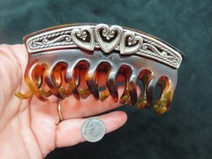 Vintage Brighton Faux Tortoise Hair Clip w/Hearts