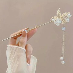1/6pcs Elegant Chinese Style Tassel Hair Stick Traditional Floral Design Hairsty