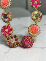 Hair Jewelry / Headband Pink Crystal Rhinestones Orange Resin Rose