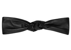 NWT Saint Laurent YSL Black Lambskin Leather Knotted Front Silk Headband $895