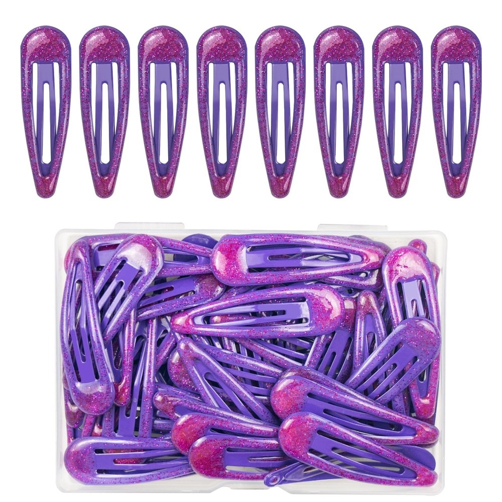 48 Pcs Cute Metal Glitter Teardrop Snap Hair Clips for Women & Girls – Strong…
