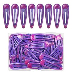 48 Pcs Cute Metal Glitter Teardrop Snap Hair Clips for Women & Girls – Strong…