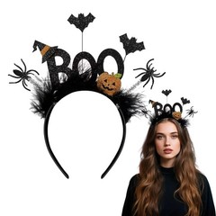 1Pcs Halloween Headbands for ,Glitter Black Halloween Headband with BOO Text …