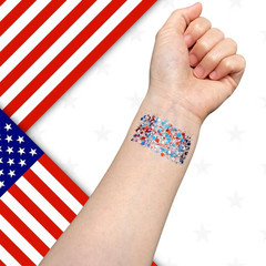 Patriotic Red White and Blue Body Glitter Stick,4Th of July Accessories,Sparklin