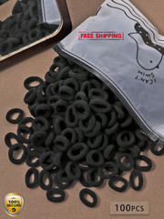 100pcs Small Hair Ties – Durable Leather Scrunchies High Elasticity – NEW